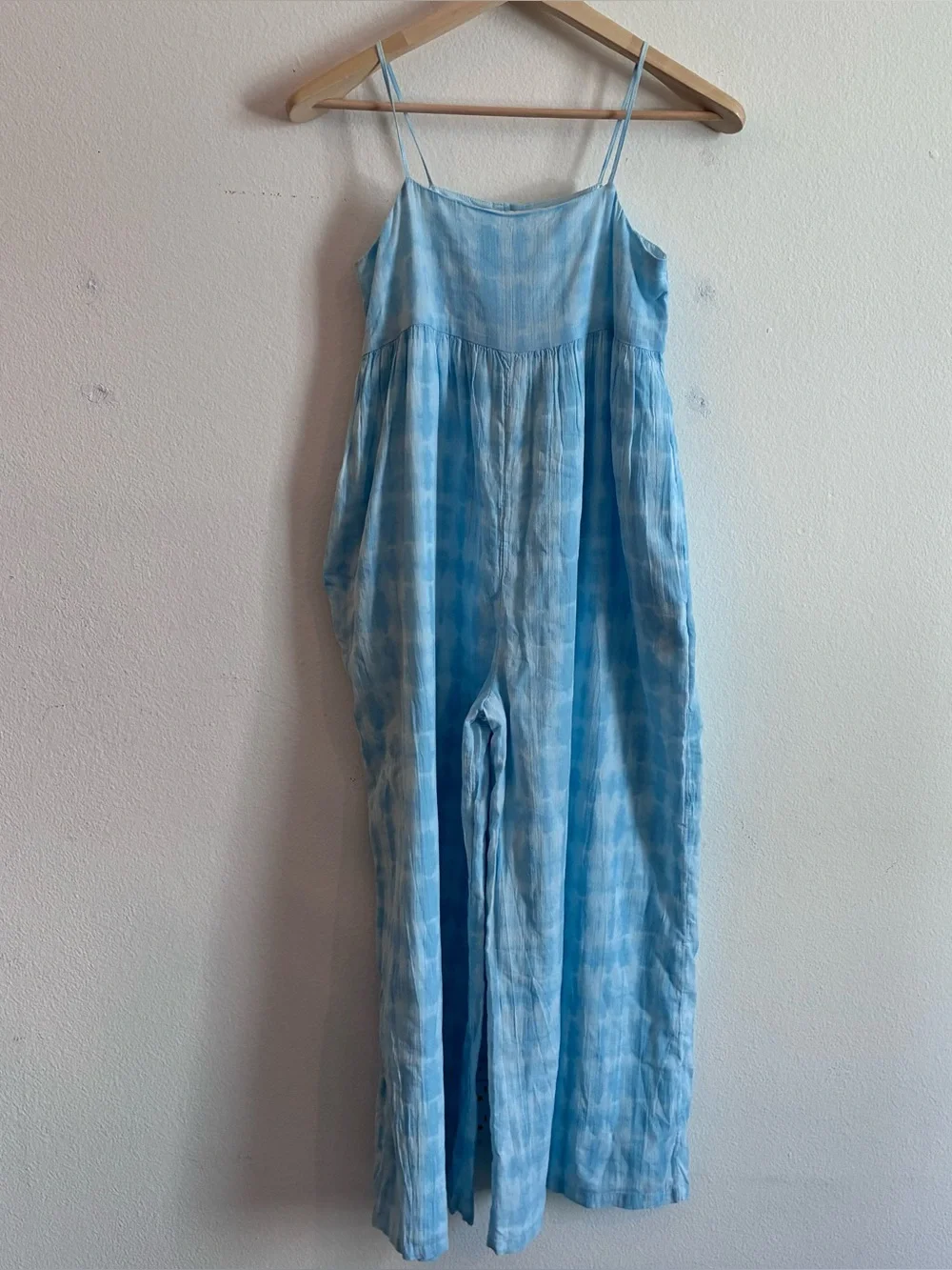 Janie and Jack Batik Breeze Tie-Dye Cotton Jumpsuit Blue Size 14 New pocket